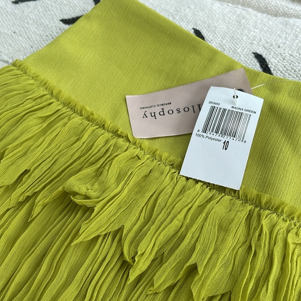 NWT PHILOSOPHY Layered Lined Mini Skirt Mauna Green w/side zipper Sz 10 - Picture 6 of 7